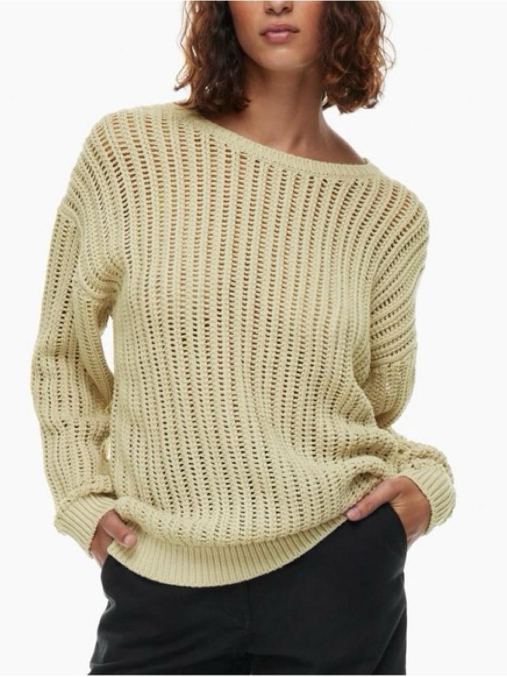 Wilfred Open Weave Crewneck Sweater - beige
